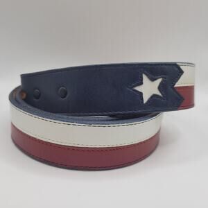 Vintage Nocona Belt Mens 38 Red White Blue Leather Texas Flag Western USA Rodeo